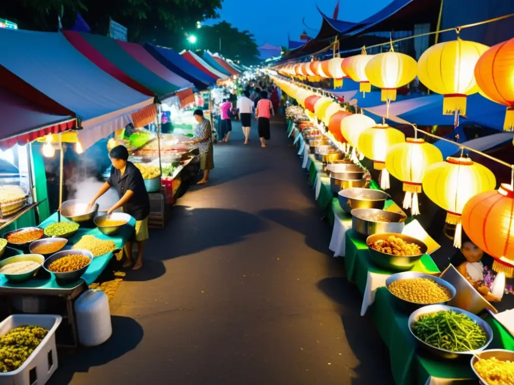 Vibrante Festival de la Serpiente Tailandia: Noche bulliciosa llena de aromas y sabores tailandeses bajo coloridas luces de mercado