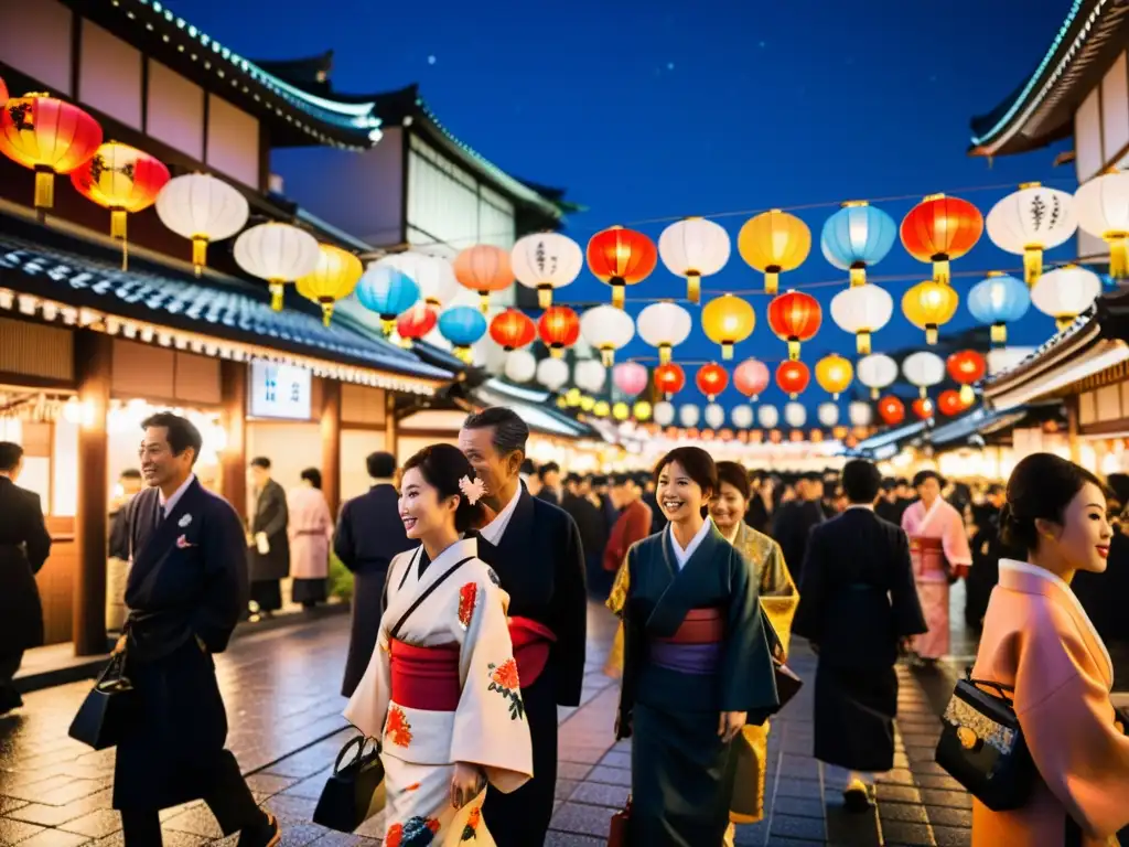 Vibrante Nochevieja japonesa con rituales tradicionales y coloridas linternas en Tokio