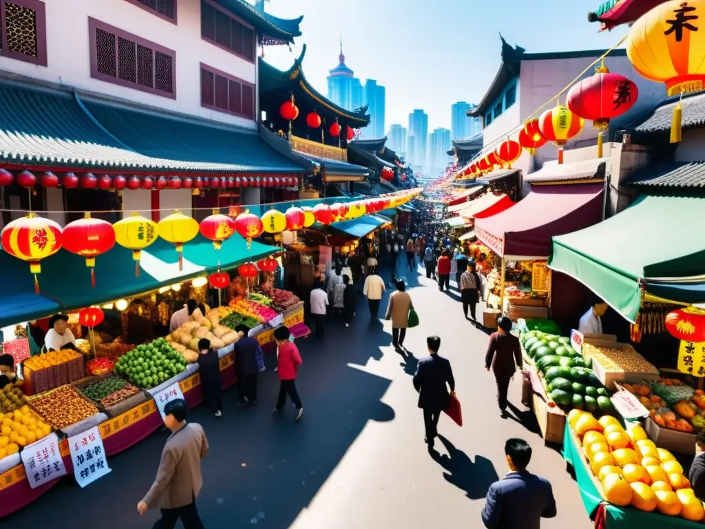 Vibrante mercado asiático lleno de vida, colores y diversidad