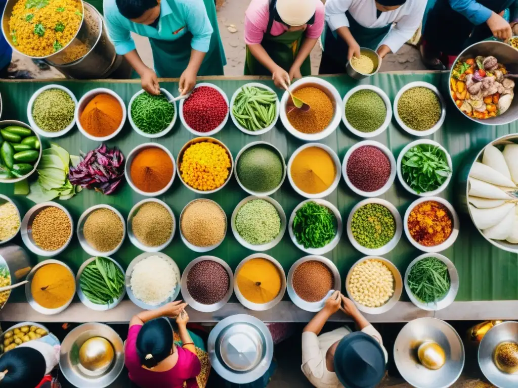 Vibrante mercado callejero asiático con sabores autóctonos y tradición culinaria en pleno apogeo