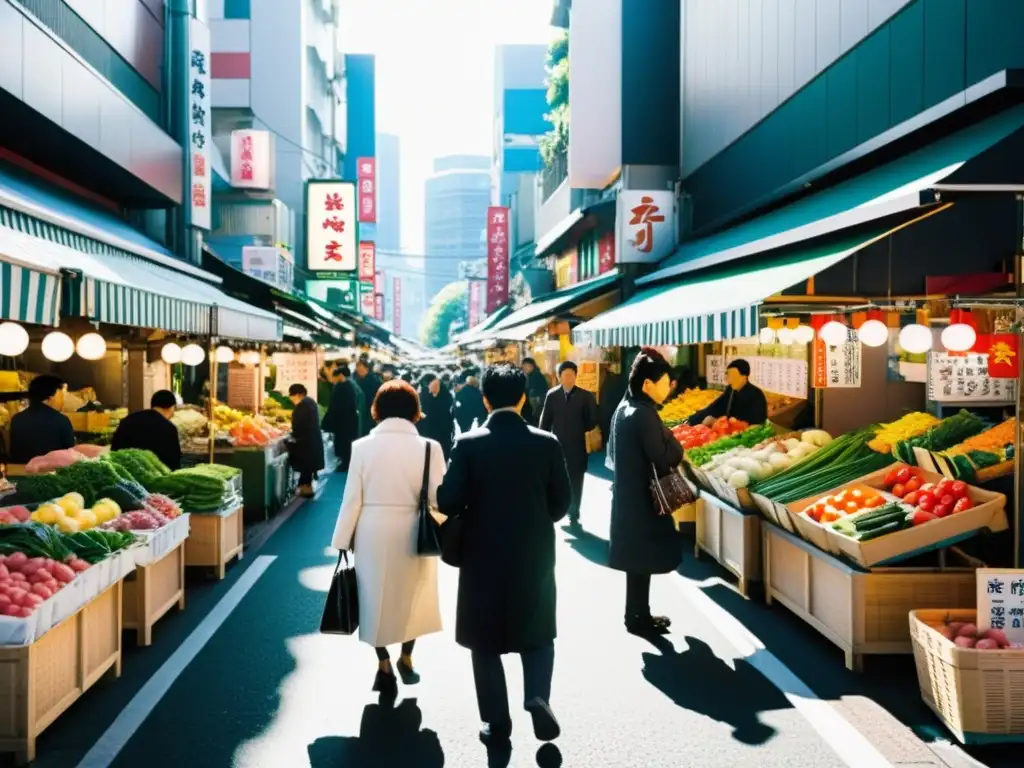 Vibrante mercado callejero en Tokyo, Japón