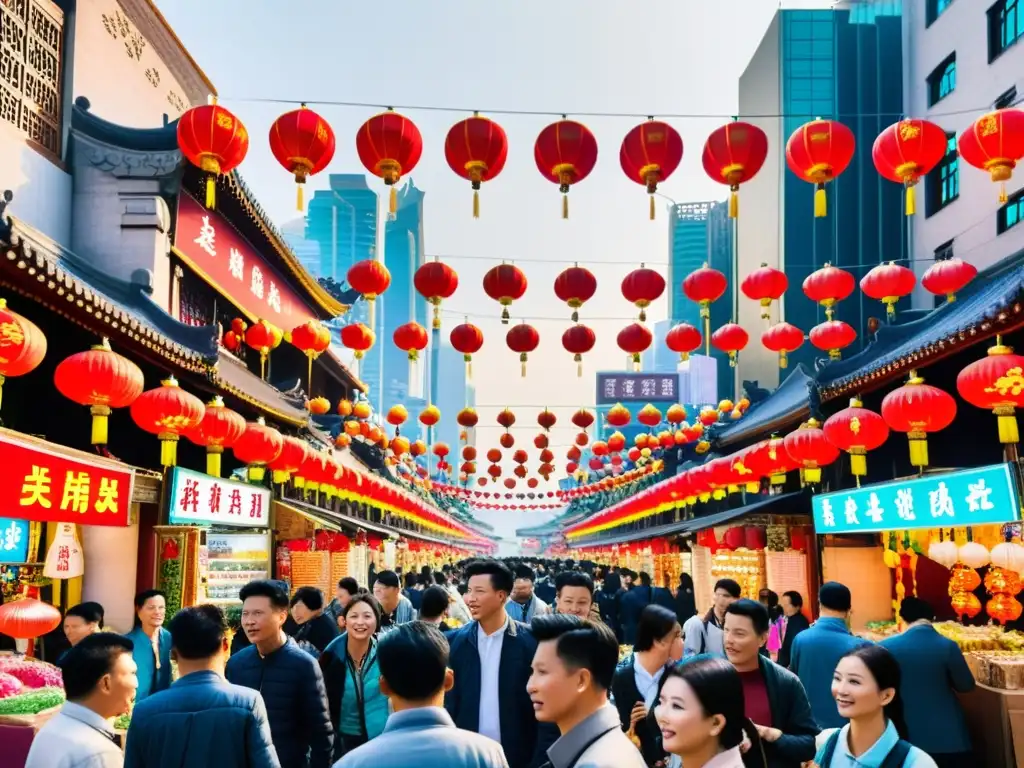 Vibrante mercado electrónico en una bulliciosa calle de una ciudad china, reflejando las oportunidades comercio electrónico Asia