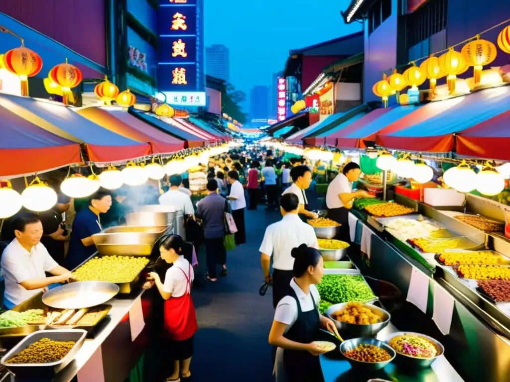 Vibrante mercado nocturno de Taipei, Taiwán, en los mejores festivales gastronómicos de Asia