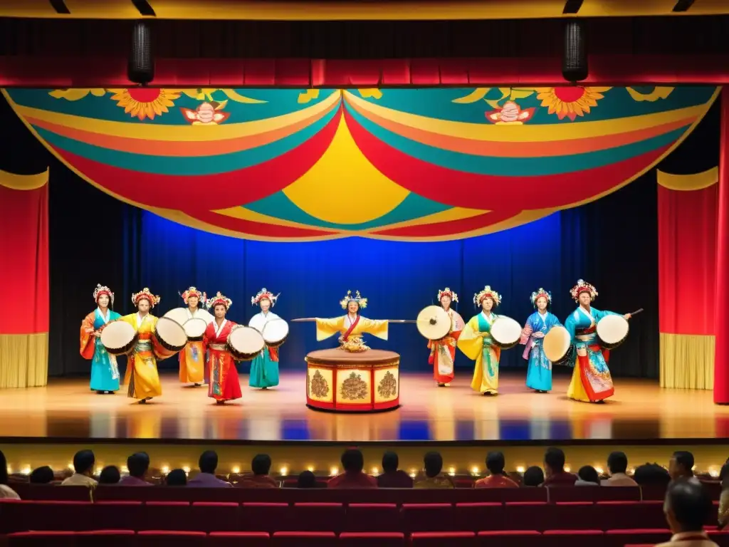 Música de Okinawa: vibrante presentación tradicional en teatro ornamental del sudeste asiático