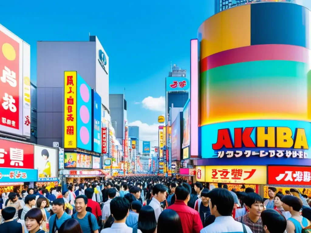 Vibrante turismo cultural en Japón con JPop: Akihabara en Tokyo, con coloridos carteles y neon