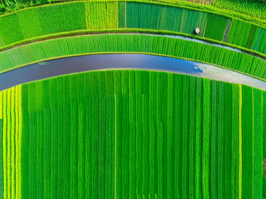 Vibrantes arrozales en el Delta del Mekong, Vietnam, reflejando la adaptación de cultivos a estaciones en Asia