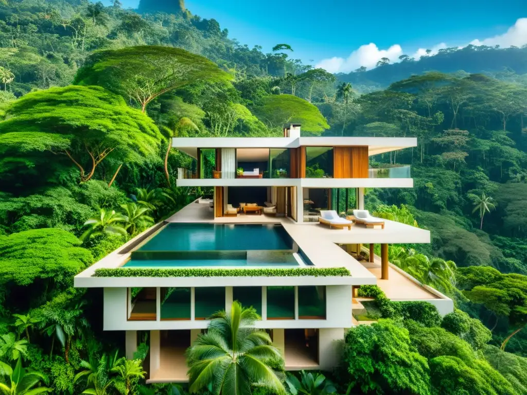 Villa de lujo en la exuberante selva de Sri Lanka con piscina infinita, un oasis de exclusividad y tranquilidad