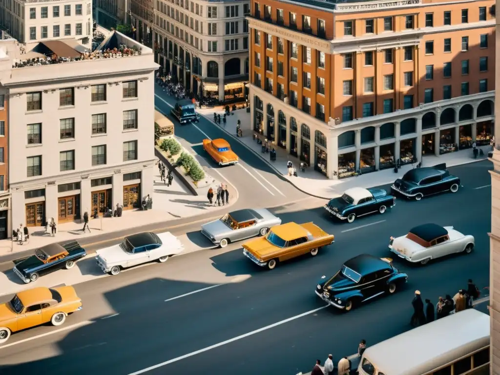 Vista aérea de una ciudad bulliciosa, con arquitectura histórica y rascacielos modernos