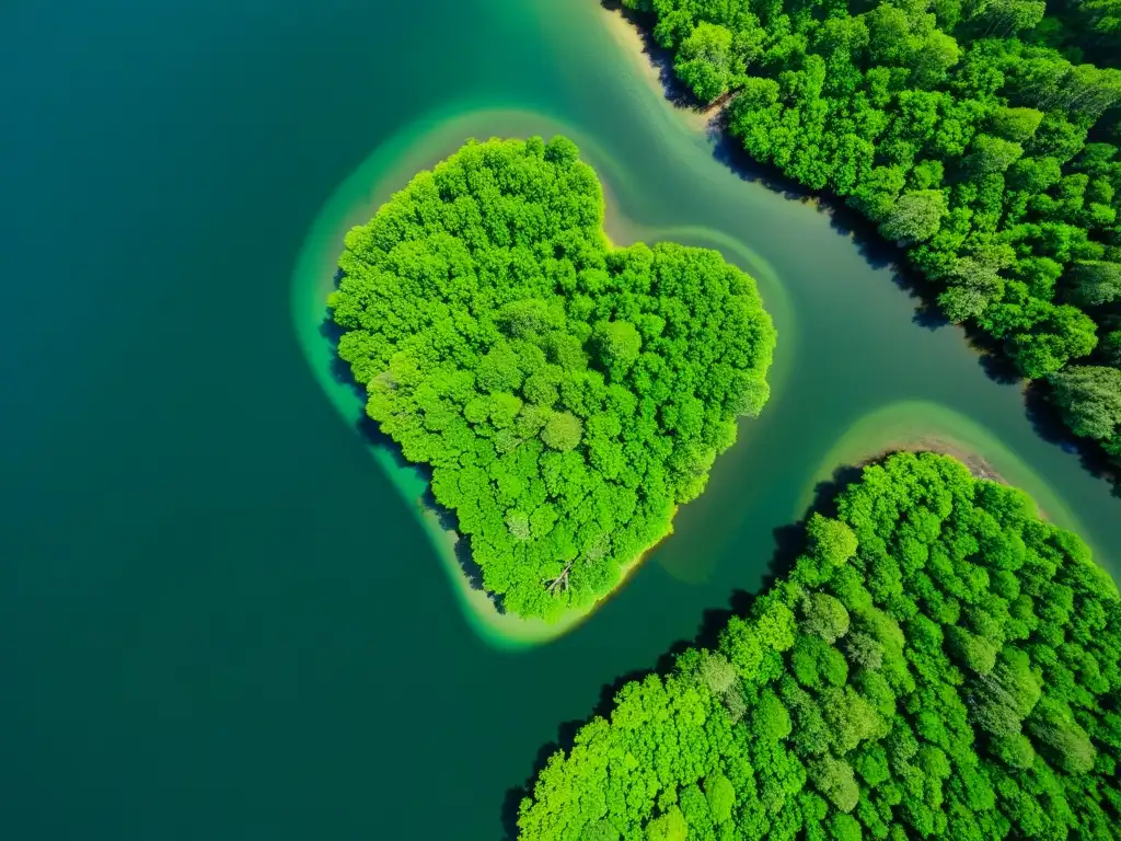 Vista aérea de exuberante manglar asiático, hogar de vida silvestre y ejemplo de desarrollo sostenible en ecosistemas asiáticos