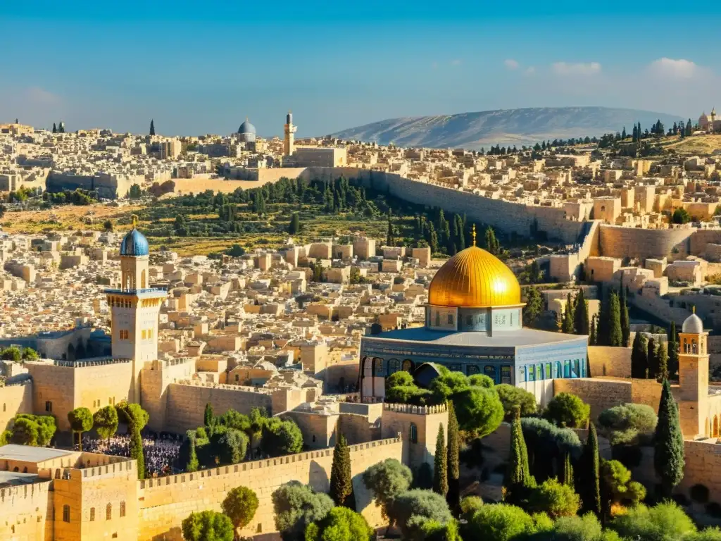 Vista aérea impresionante de Jerusalén con la cúpula dorada brillante