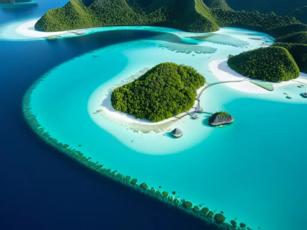 Vista aérea impresionante de las Islas Raja Ampat en Indonesia, descubriendo paraísos ocultos mar Asia