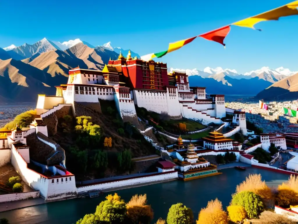 Vista aérea impresionante del Palacio Potala en Lhasa, Tíbet