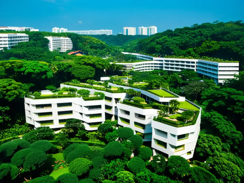 Vista aérea impresionante de The Interlace en Singapur, arquitectura sostenible en ciudades asiáticas