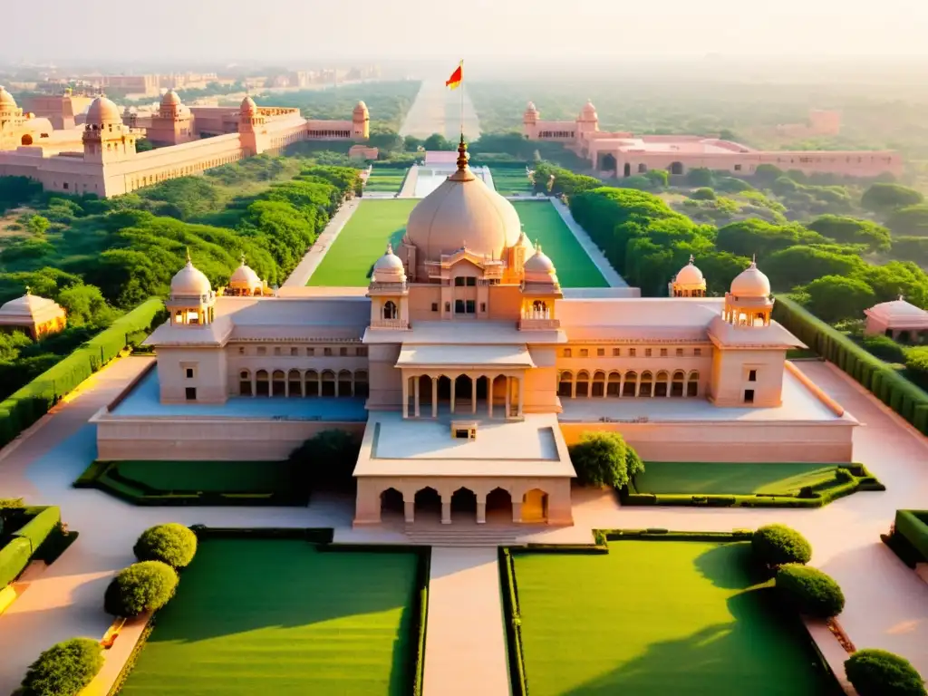 Vista aérea del majestuoso Palacio Umaid Bhawan en Jodhpur, Rajastán