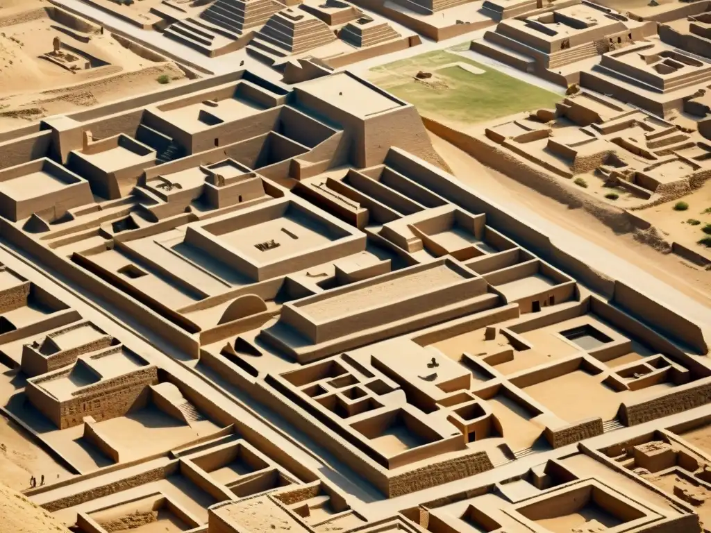 Vista aérea de Mohenjo-Daro, destacando la influencia del Valle del Indo en idiomas y urbanismo antiguo