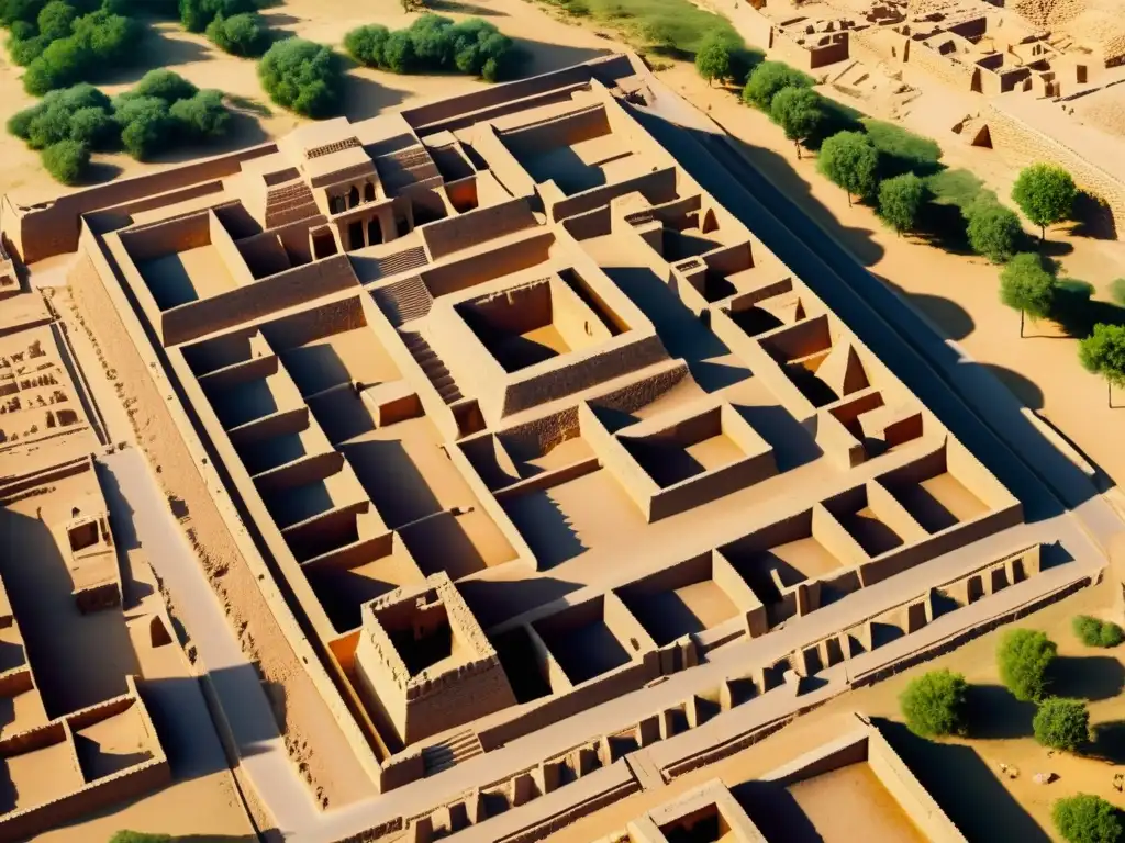 Vista aérea de las ruinas de Mohenjodaro, evidencias arqueológicas guerras Valle Indo