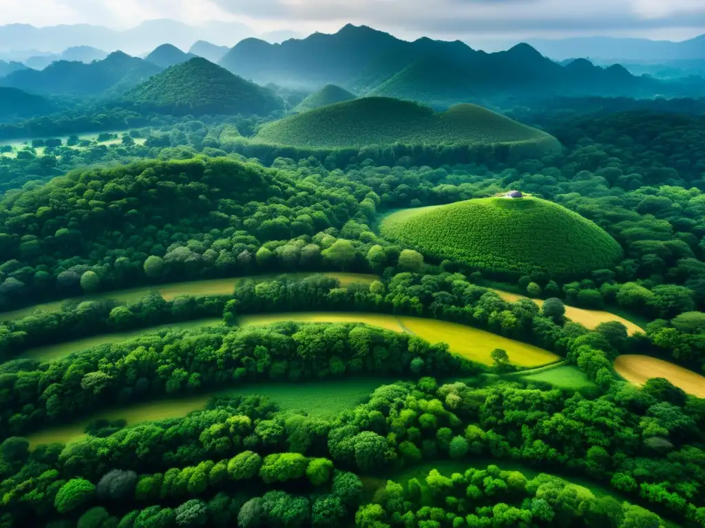 Vista aérea de tumbas coreanas era Tres Reinos, rodeadas de misterio y naturaleza exuberante