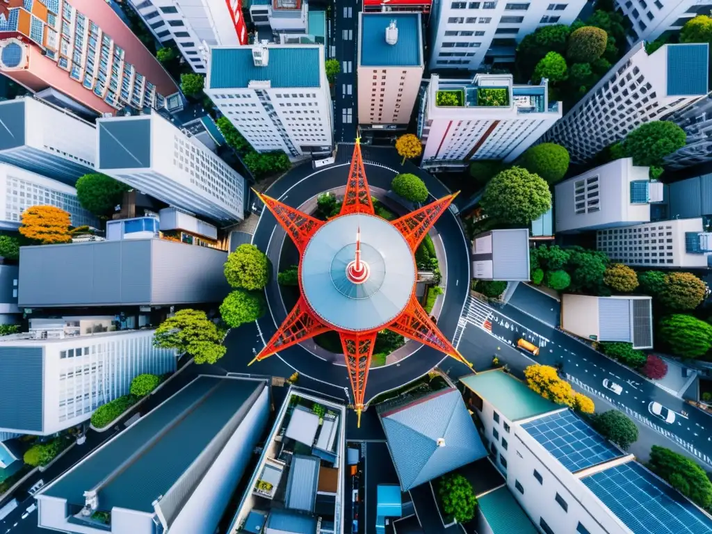 Vista aérea de la vibrante ciudad de Tokio, Japón, capturada con tecnología asiática, mostrando la fusión de arquitectura tradicional y moderna