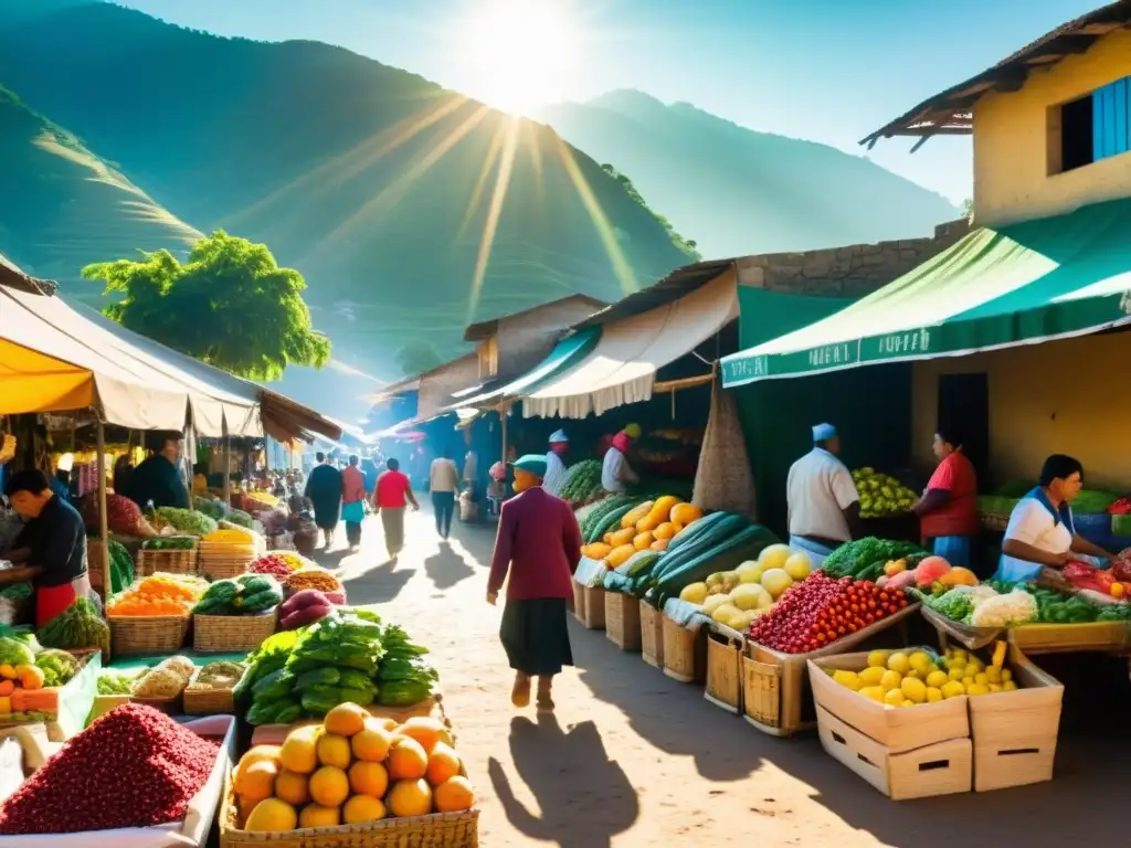 Vista animada del mercado tradicional en Valle del Indo, con prácticas alimenticias milenarias Valle Indo en pleno auge