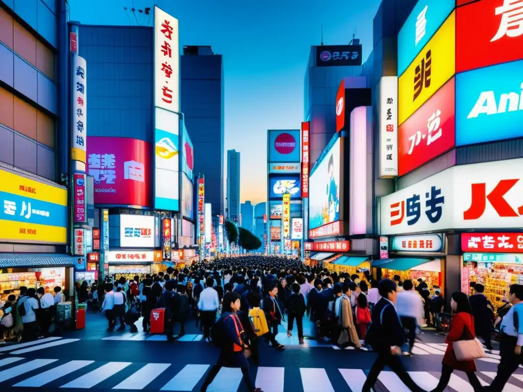 Vista de la bulliciosa calle de Akihabara en Tokio, Japón, reflejo histórico del anime japonés con tiendas temáticas y entusiastas del cosplay