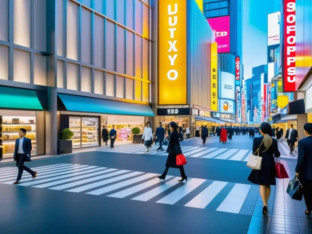 Vista deslumbrante de distrito comercial de lujo en Tokio con marcas asiáticas de lujo expansión