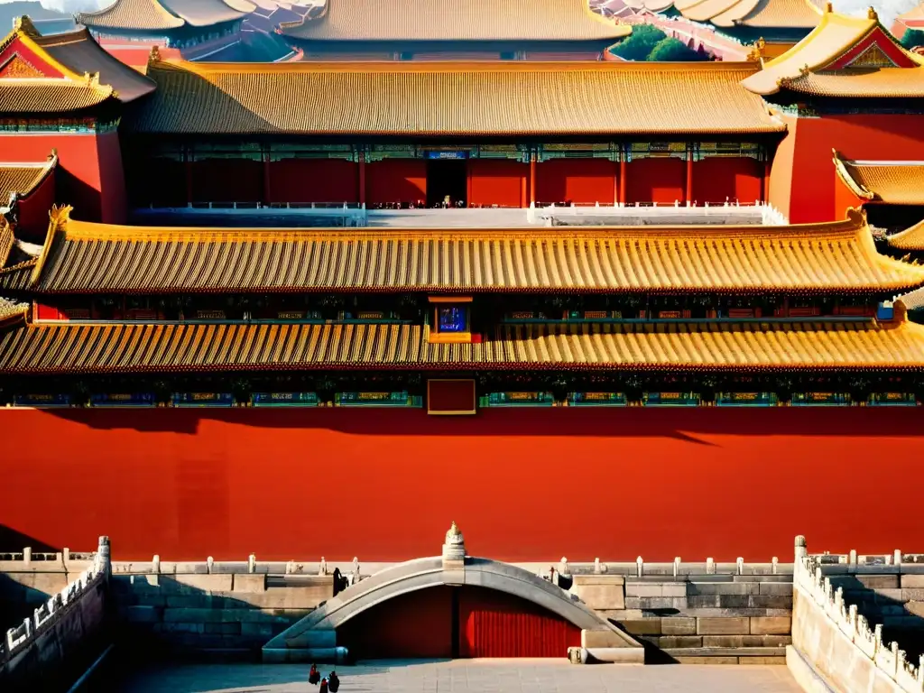 Vista detallada de la Ciudad Prohibida en Beijing, reflejando la grandeza y significado histórico de la dinastía Qing: Último suspiro imperial