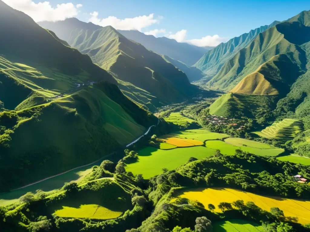 Vista espectacular del exuberante paisaje de Vilcabamba, Ecuador, con los Andes en el fondo