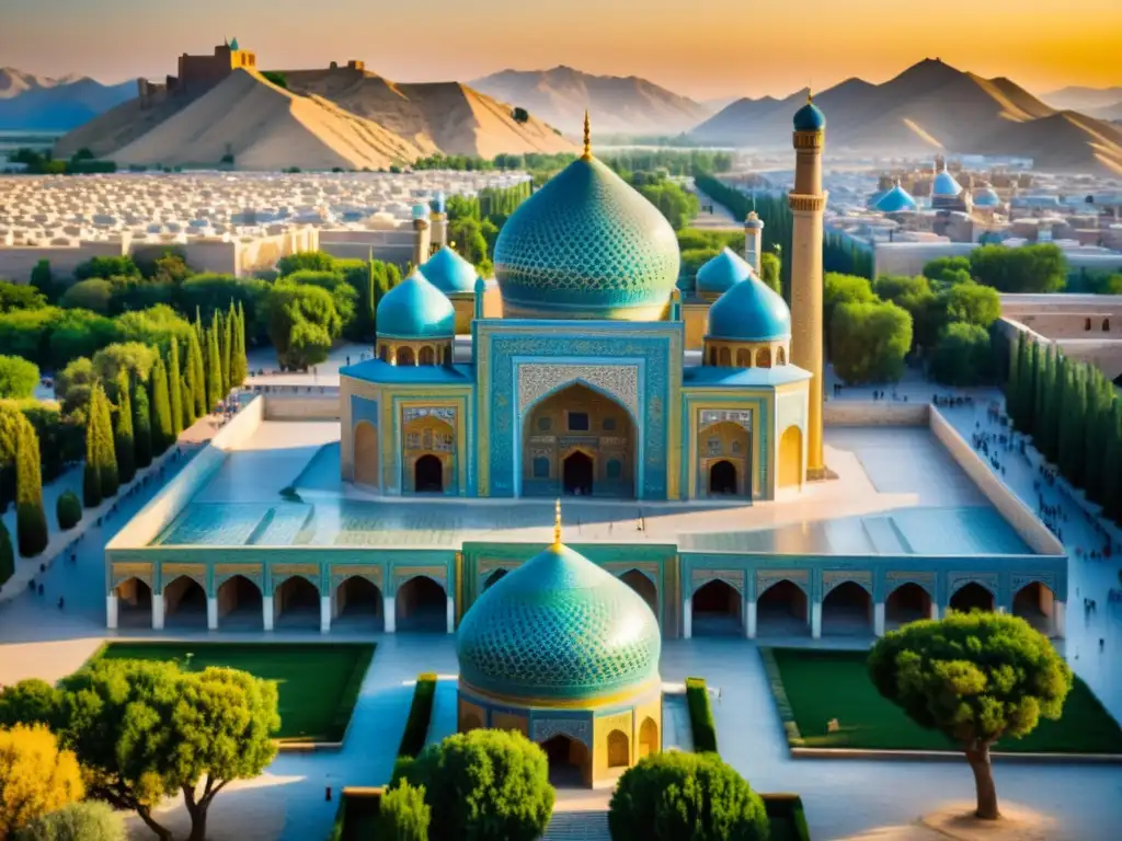 Vista impresionante de la histórica plaza Registan en Samarcanda, Uzbekistán, con sus madrazas de mosaicos y la luz dorada del atardecer