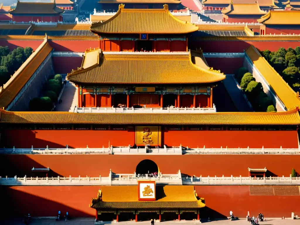 Vista impresionante de los secretos y la grandeza de la Ciudad Prohibida en Beijing, China, con detalles arquitectónicos y turistas explorando