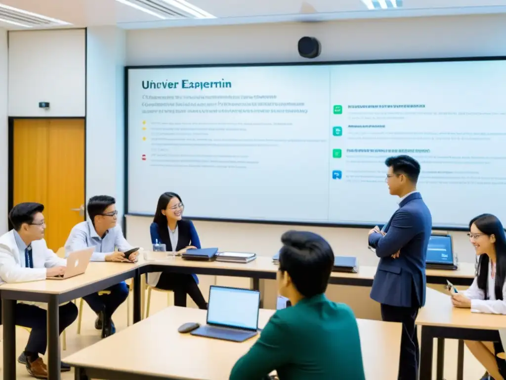 Vista panorámica de activa vida universitaria en Asia, destacando la interdisciplinariedad en universidades asiáticas