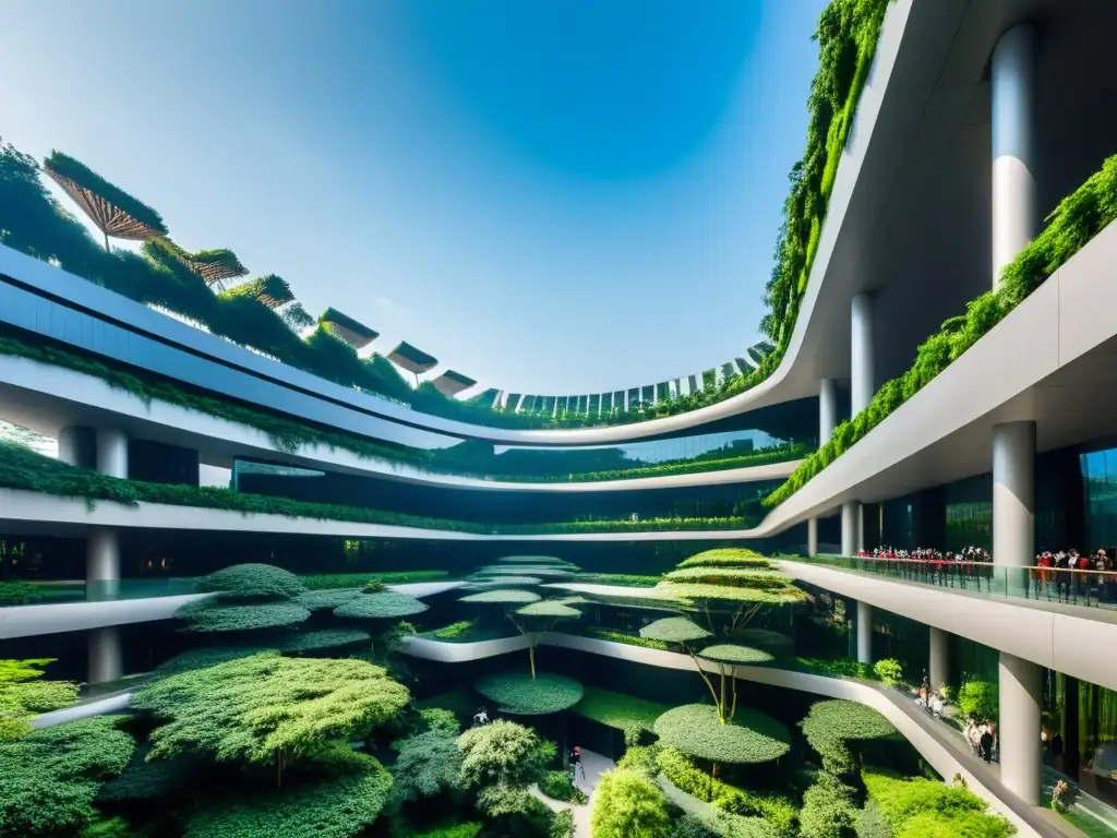 Vista panorámica detallada de Sky Forest Plaza en Chengdu, China