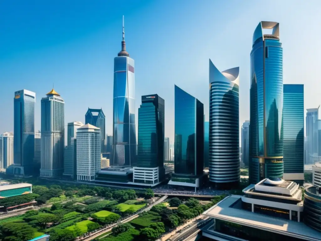 Vista panorámica de un distrito comercial en Asia, reflejo de la energía y modernidad de la región, ideal para los mejores MBA en Asia