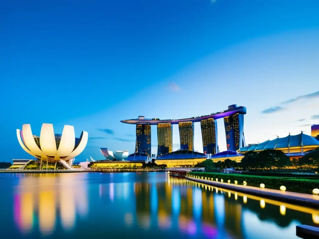 Vista panorámica de Singapur, fusionando rascacielos modernos con la arquitectura tradicional de Chinatown