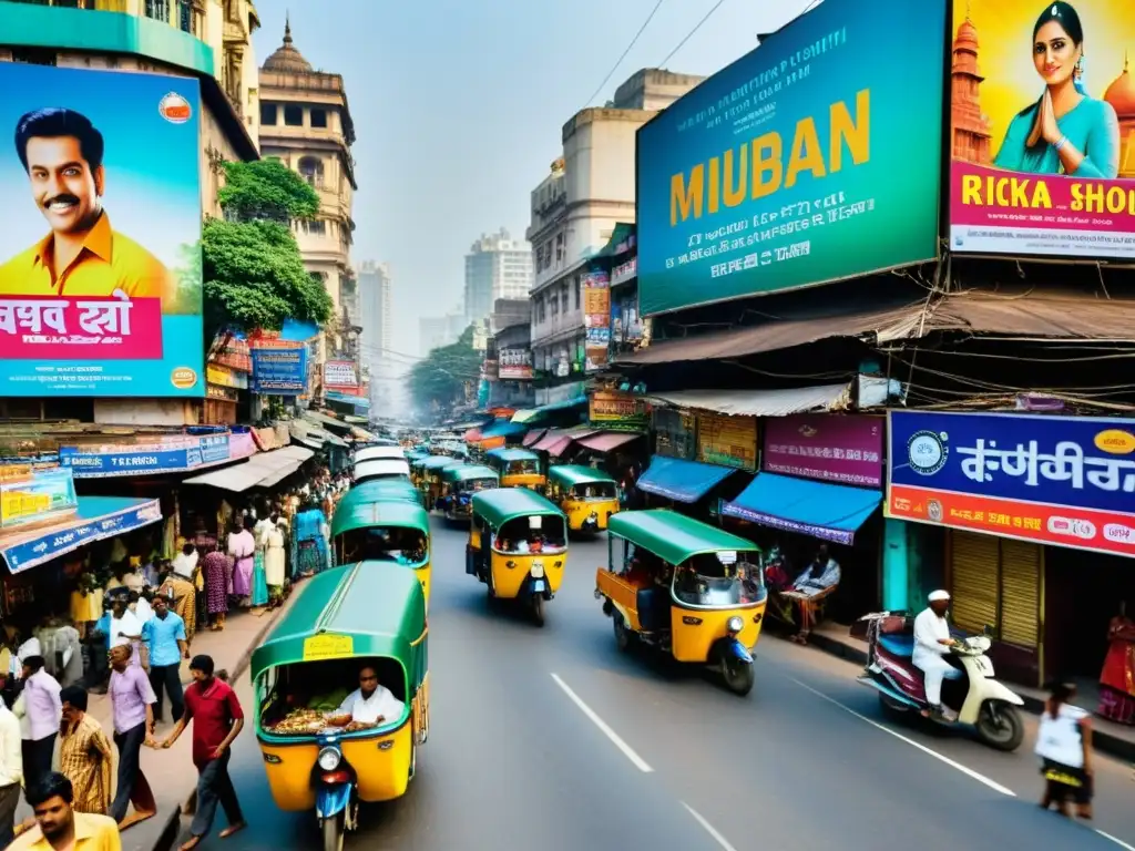 Vista vibrante de Mumbai, India, fusionando la herencia tradicional con la era digital del Cine de la India