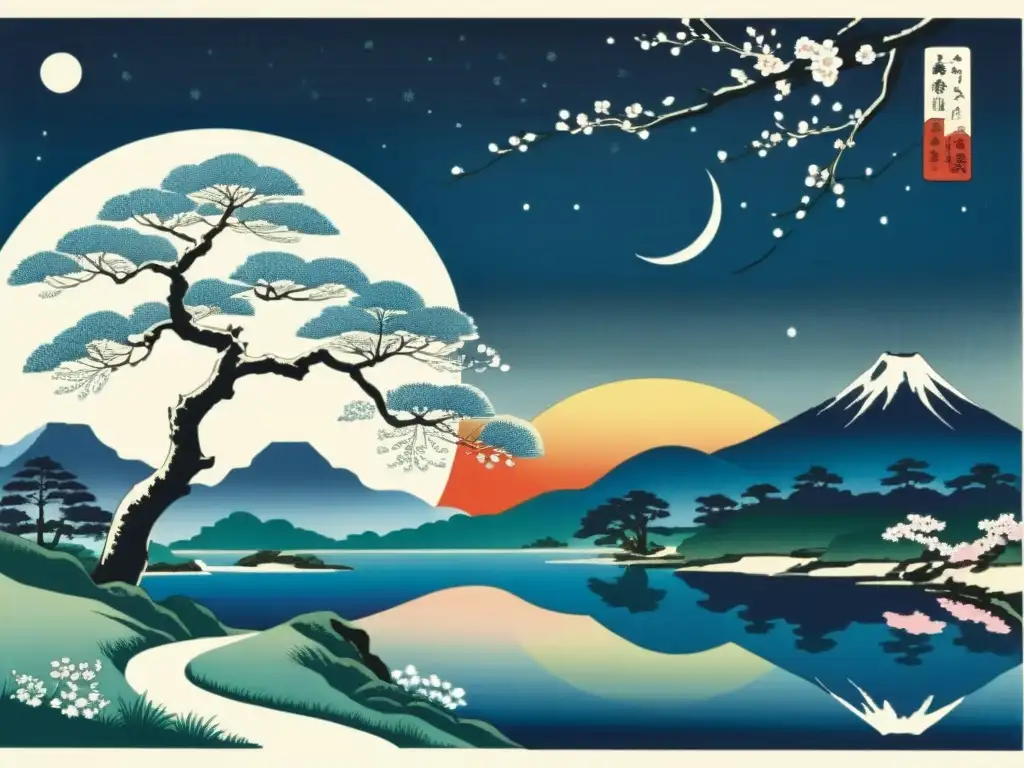 Una representación visual de la luna en el arte japonés