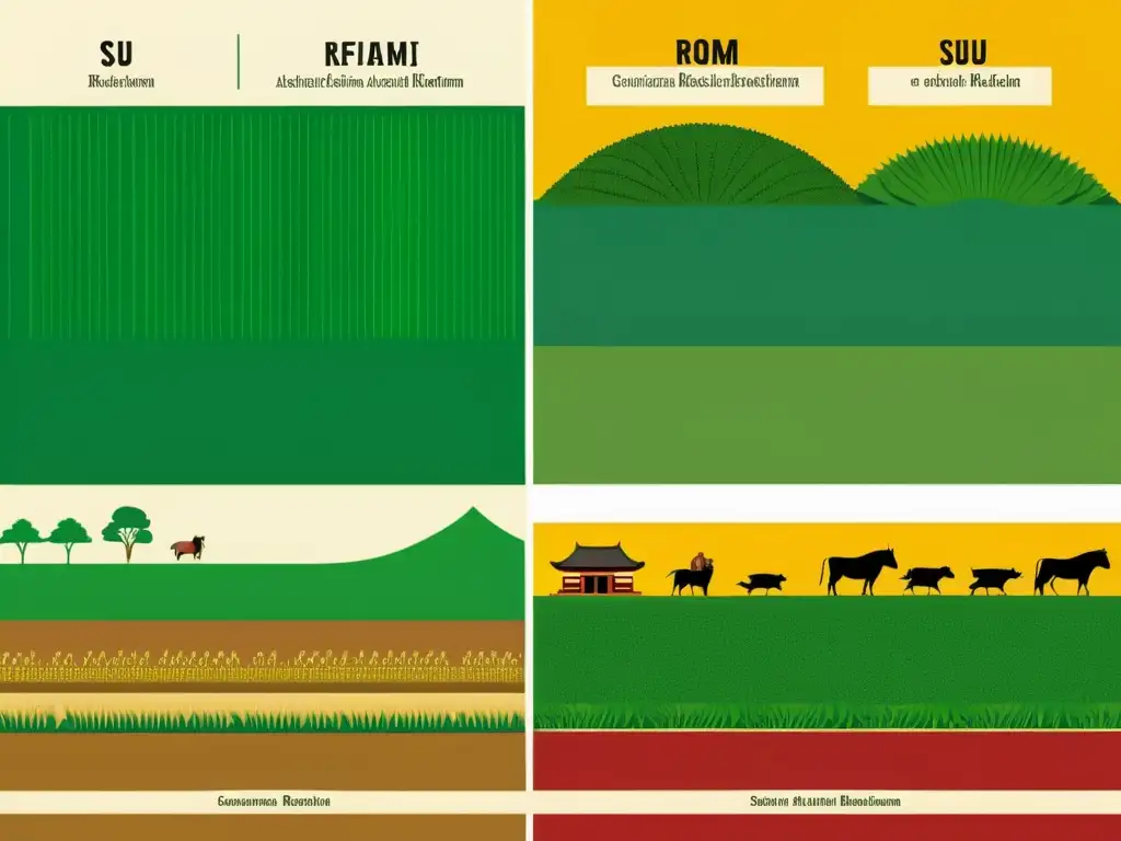 Comparación visual de reformas agrarias históricas, incluida la Reforma agraria Dinastía Sui y sus consecuencias